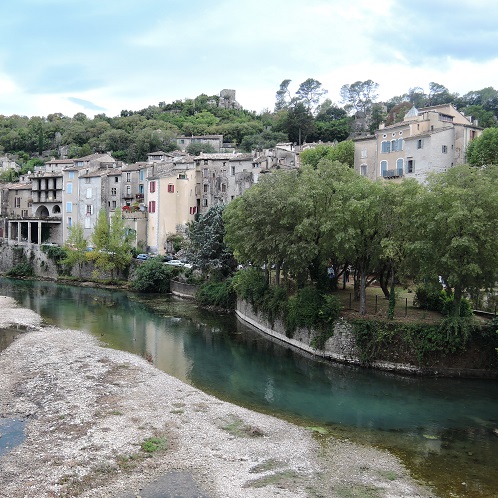 Village of Sauve and the river Vidourle